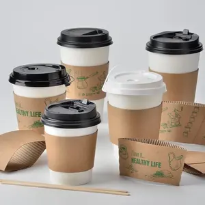 Groothandel Plastic Papier 12 Oz Wegwerp Koffiekopjes Met Deksels En Mouwen