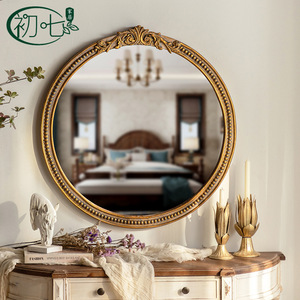 Espejo Decorativo Redondo Estilo Corte, Bronce Shabby Chic, Hecho a Mano, para Dormitorio o Vestidor - Product Image 1