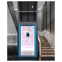 Ascenseur résidentiel certifié CE pour hôtel et maison, 4 étages, gaine fermée, cabine en verre, extérieur/intérieur
