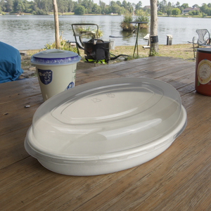 Bán buôn phân hủy sinh học 18OZ 26oz hình bầu dục bã mía Bát dùng một lần sinh thái thân thiện bã mía Bát hình bầu dục với nắp - Product Image 1