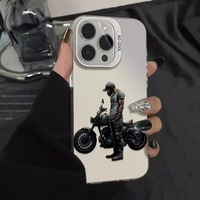 Casing Handphone TPU PC Motif Pria Biker Berlapis Perak Elektroplating untuk Iphone Xr Xs 11 12 13 14 15 16 17 18 Pro Max