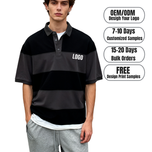 Camiseta Polo para Hombre TKAN499, Logotipo Personalizado, Bordado, Polo Casual de Manga Corta, 100% Algodón, Camiseta Polo con Rayas de Fútbol - Product Image 1