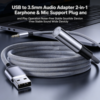 Câble de Carte Son Externe 2-en-1 pour Écouteurs et Microphone, Répartiteur Audio Tressé en Nylon pour PS4, Casques, Haut-parleurs, Jeux et Appels Vocaux