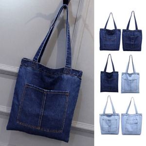 Sac à bandoulière grande capacité pour femme, sac à bandoulière décontracté en jean, sac de shopping en jean - Product Image 2