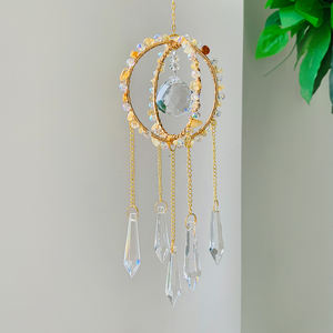 Toptan yüksek kalite kristal Suncatcher ametist Suncatcher yuvarlak kafes Suncatcher ev dekor için rüzgar ahenge dekor - Product Image 3