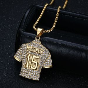 Collier pendentif maillot Mahomes 15, ton or et argent, breloque joueur de football en cristal glacé, bijou hip-hop, cadeau - Product Image 2