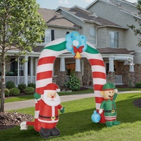 Arche gonflable géante personnalisée de 10 pieds avec décor de Père Noël et d'elfe Lumières LED intégrées