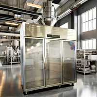 Congélateur vertical à viande Unitech 3500L pour cuisine commerciale, en acier inoxydable, à quatre portes, à température unique, avec éclairage LED