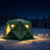 Tente de camping yourte pour pêche sur glace, 6-8 personnes, imperméable, rembourrage matelassé épais 1000-1500 mm, motif losanges, pliable et portable
