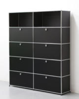 Meuble modulaire en acier inoxydable d'inspiration moderne, unité de rangement extensible, buffet, meuble TV, système d'étagères ouvertes