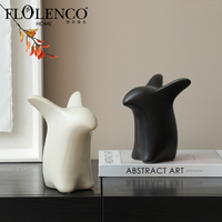Flolenco Creative Mignon Battant Pingouin Statue En Céramique Animal Figurine Ornement pour La Décoration De La Maison pour Le Mariage