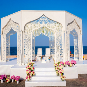 Jali mandap ตกแต่งชายหาดงานแต่งงานกลางแจ้งผ้าใยสำหรับตกแต่งงานแต่งงานชายหาดที่น่าตื่นตาตื่นใจชุดรูปแบบกลางแจ้งสีขาวสำหรับงานแต่งงานชายหาดแมนเด็ป UK - Product Image 1