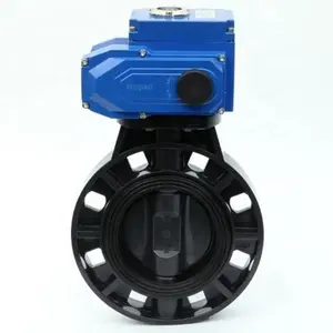 PVC Flange Type 4-20MA Water Flow Control UPVC CPVC Electric Motorized Water Treatment Butterfly Valve