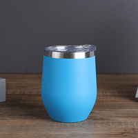 Vaso Térmico de Acero Inoxidable de Doble Pared con Forma de Huevo, 12 oz, Color Negro con Recubrimiento en Polvo Ecológico, Personalizado, Moderno