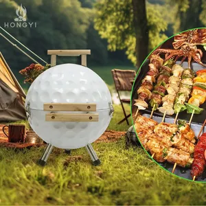 14-inch mini tabletop BBQ grill Outdoor convenient golf ball double-sided charcoal barbecue grill