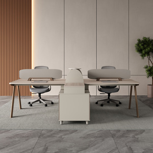 Arredamento per Ufficio Modulare Moderno Personalizzato Scrivania in Legno Massello con Cassetto Portadocumenti Postazione di Lavoro Completa per 2-8 Persone - Product Image 3