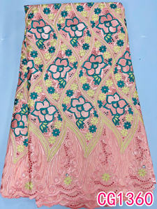 Nuovi lacci in cotone nero africano tessuto di pizzo secco chimico di buona qualità merletto in Voile svizzero - Product Image 5