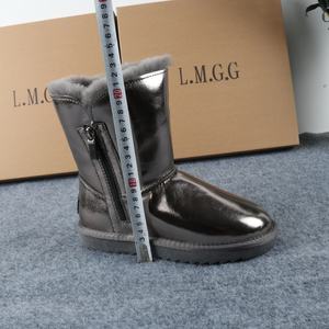 Nouvelles bottes d'hiver pour femmes 2024, dessus en véritable peau de mouton, doublure en véritable fourrure de renard, antidérapantes, fermeture éclair latérale, bottes et bottines - Product Image 3