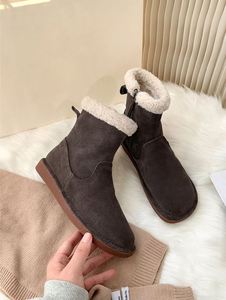 รองเท้าบูทหิมะแบบหุ้มข้อกลางสำหรับผู้หญิง รุ่นใหม่ประจำฤดูหนาวปี 2022 บุผ้ากำมะหยี่อุ่นสบาย - Product Image 2