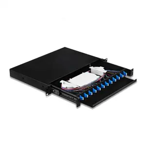 Rack Mount sliding Type 1u 2U 19" 12 24 48 Port SC FC ST fibre LC UPC APC Pigtails Adapters Fiber Optic Patch Panel