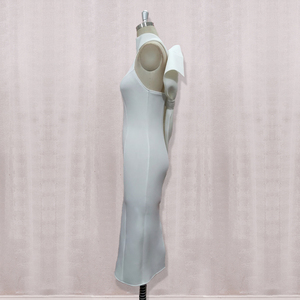 <span class=keywords><strong>Sexy</strong></span> Split Senza Maniche Damigella D'onore <span class=keywords><strong>Bianco</strong></span> Torna Grande Bowtie Della Signora Club Dress - Product Image 4
