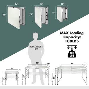 Fábrica Direct <span class=keywords><strong>Folding</strong></span> Camping <span class=keywords><strong>Table</strong></span>, mesa portátil leve ao ar livre com pernas ajustáveis de alumínio - Product Image 2