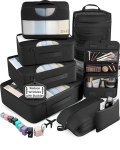 Bolsas de Almacenamiento para Viaje, Juego de 8 Cubos de Embalaje para Artículos Esenciales de Viaje, Organizador de Maleta Antiarrugas con Hebilla para Zapatos y Artículos de Aseo - Product Image 1