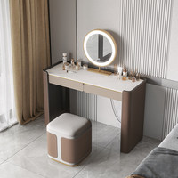 Tocador con Gabinete de Noche Integrado, Estilo Minimalista Italiano, Almacenamiento de Lujo para Apartamentos Pequeños, Madera Maciza con Iluminación, Nuevo