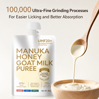 Puree Susu Kambing Madu Manuka untuk Kucing & Anjing, Camilan Madu yang Dapat Dijilat Impor dari Selandia Baru dengan Rasa Kelapa & Pir Salju 80g*6