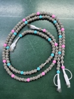 Nouveautés Câble de charge pour téléphone à imprimé léopard et perles turquoise, chargeur rapide USB 4 en 1 pour téléphone portable, pour les fêtes