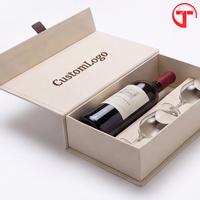 Boîte cadeau de luxe pour bouteille d'alcool avec logo, emballage personnalisé pour champagne/vin, boîtes d'expédition en mousse de velours