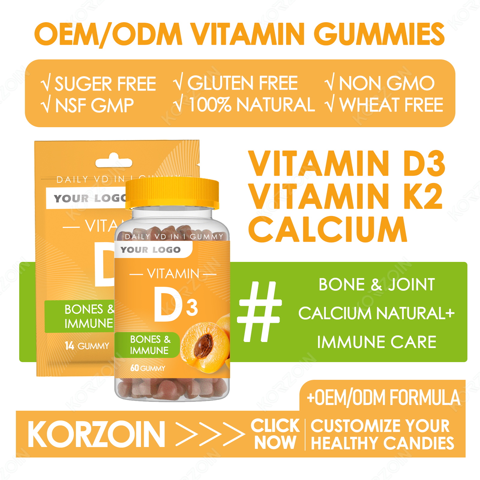 02# Gomitas de Vitamina D3 OEM/ODM