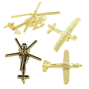 의류를위한 맞춤형 기념품 금속 금 항공기 비행기 모양의 옷깃 핀 - Product Image 3