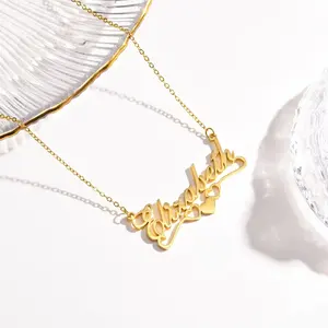 EManco Collane Personalizzate con <span class=keywords><strong>Nomi</strong></span> <span class=keywords><strong>per</strong></span> Donne e Ragazze, Ciondolo a Cuore in Acciaio Inossidabile Color Oro, Dropshipping - Product Image 4