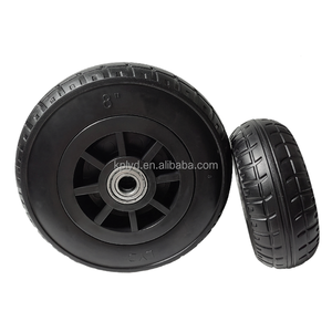 Roues en caoutchouc solide de <span class=keywords><strong>8</strong></span> pouces directes d'usine avec noyau en plastique noir et support de charge silencieux adapté aux chariots - Product Image 5