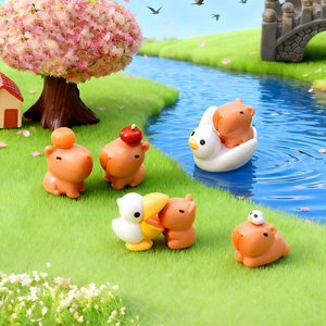 Miniatures d'animaux en résine, figurines de capybara pour tableau de bord de voiture, maison de poupée, jardin féerique, décoration d'anniversaire capybara - Product Image 1