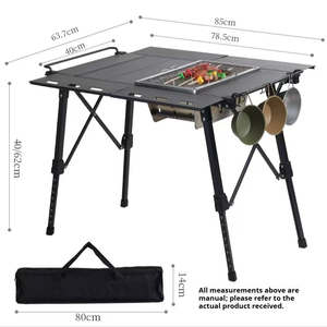 <span class=keywords><strong>Table</strong></span> <span class=keywords><strong>de</strong></span> <span class=keywords><strong>camping</strong></span> pliable multifonctionnelle en aluminium <span class=keywords><strong>avec</strong></span> extension latérale et crochets pour casseroles pour barbecue en plein air pique-nique - Product Image 2