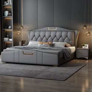 Popolare <span class=keywords><strong>Letto</strong></span> King-size di Lusso con Moderno Telaio in Pelle, Set di Mobili per Camera da <span class=keywords><strong>Letto</strong></span> per <span class=keywords><strong>Letto</strong></span> <span class=keywords><strong>Matrimoniale</strong></span> King-size - Product Image 4