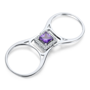 Anillo de plata de primera ley y Circonia cúbica para mujer, sortija, plata esterlina 925, Circonia cúbica, Zirconia, circonita, zirconita, zirconita, color rojo y morado - Product Image 1