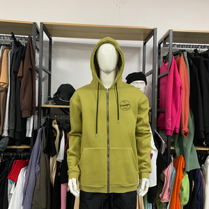 High Quality Men's Green Fleece Pullover <b>Thick</b> Cotton Full Zipper Loose Coat Wholesale Custom Digital Printing Embroidered - Product Image 4