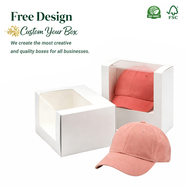 Premium Hat Packaging Box Custom Rigid Magnetic Gift Box with Window for Fedora Hat Cowboy Hat Retail Packaging