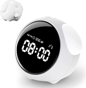 Newest hot sale custom digital cartoon smart baby alarm clock with led night light anime alarm clock with usb charger