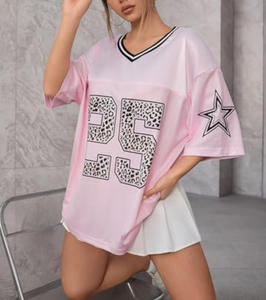 تي شيرتات نسائية كبيرة الحجم Y2k برقبة على شكل حرف V تي شيرت فضفاض بأكمام قصيرة ملابس بريبي - Product Image 6