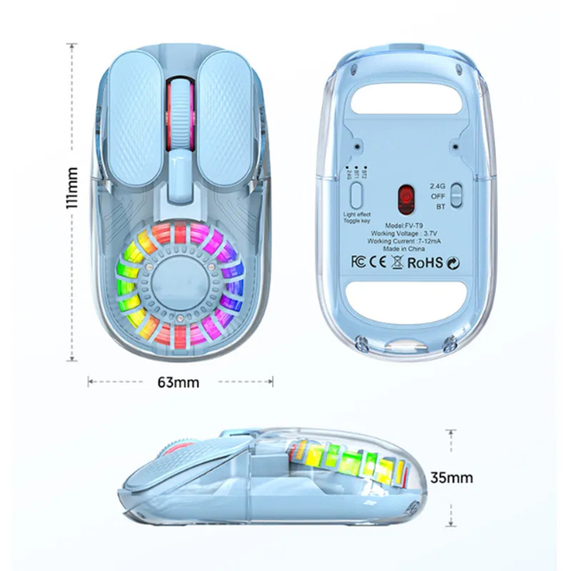 Lightweight Three-mode Wireless Charging Gaming and E-sports Optical Mouse