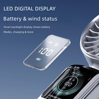 Ventilateur portable de bureau/cou intelligent à affichage LED, rechargeable par USB, 100 vitesses, pour la maison et l'extérieur