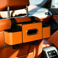 Boîte de rangement universelle en cuir pour siège de voiture avec porte-gobelet, boîte à mouchoirs et support pour téléphone portable