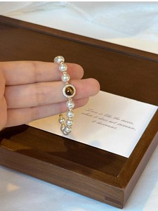 925 Sterling Silver Pearl and Tiger Eye Stone <b>Bracelet</b> for Women High End <b>Bracelet</b> with a Stylish and Elegant Design - Product Image 4
