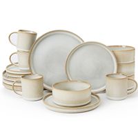 Service de table en céramique de luxe européen 16 pièces, bols et assiettes en porcelaine haut de gamme pour usage familial