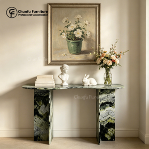<span class=keywords><strong>Tavolo</strong></span> Consolle Moderno Convertibile con Gambe Divise in Marmo Verde <span class=keywords><strong>Allungabile</strong></span> per Ingresso Villa, Arredamento di Lusso per Interni, Marca Chunfu - Product Image 1