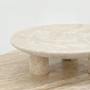 Frutero Redondo de 3 Patas con MOQ Bajo, Bandeja de Mármol Natural para Guardar Dulces, Bandejas Nórdicas de Piedra Travertino para la Entrada, Decoración de Cuenco de Piedra - Product Image 5
